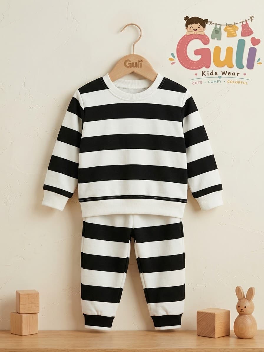 White Bold Stripes kids Tracksuit