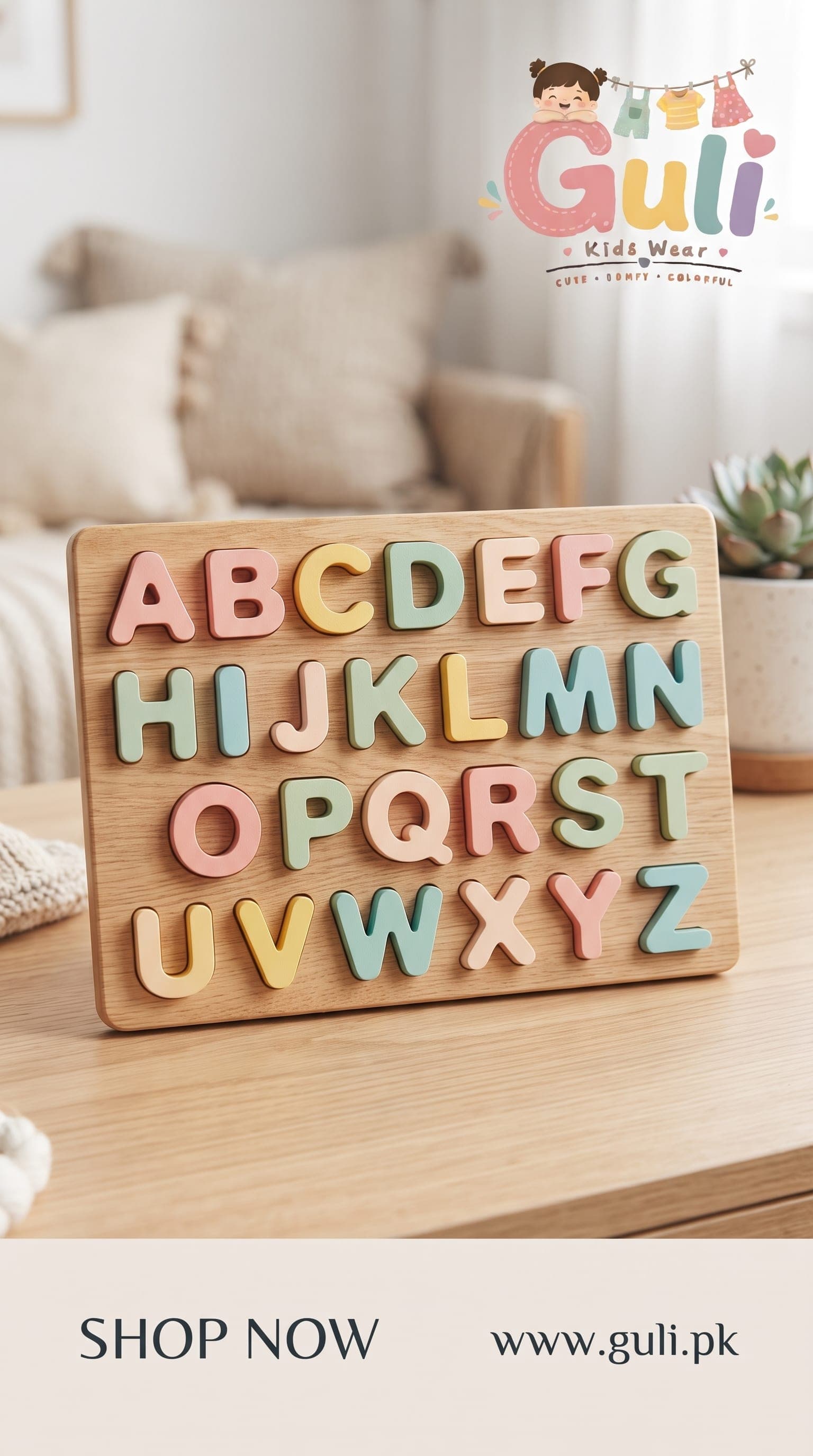 Wooden Alphabet Puzzle Board — c