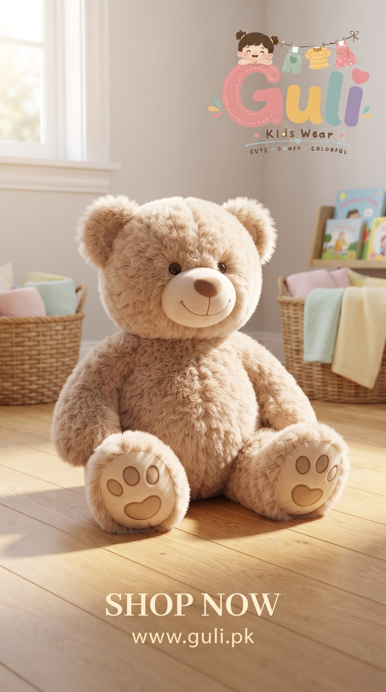 Cuddly Bear Plush (Large) — brown